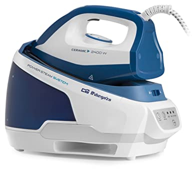 Orbegozo VP 8600 - Centro de Planchado a Vapor, Planchado en Seco y a Vapor, 2 Modos Funcionamiento, Modo Autolimpieza, Regulador de Temperatura, Depósito de Agua Extraíble 2 L, 2400 W, Blanco Y Azul