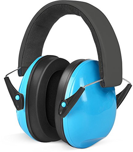 Lookka Ear Defenders Kids, Foldable Adjustable Hearing Protection Noise Cancelling Blue Ear Muffs for Children Baby (6 Months to 14 Years Old)(Blue)