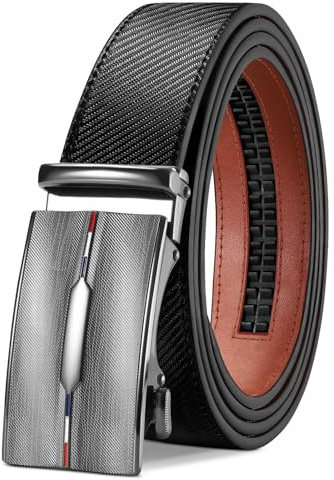 TANGCHAO Gürtel Herren, Automatik Ratschengürtel 35mm breit ohne Löcher | Herrengürtel stufenlos verstellbar für Business Anzüge, Alltag & Freizeitjeans, schwarz & braun Farben, Länge 115–145 cm