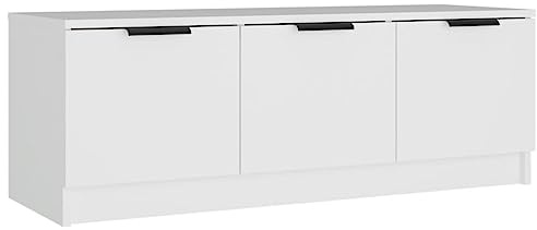 vidaXL TV Schrank Lowboard TV Möbel Tisch Board Sideboard Fernsehtisch Fernsehschrank HiFi-Schrank Weiß 102x35x36,5cm Holzwerkstoff