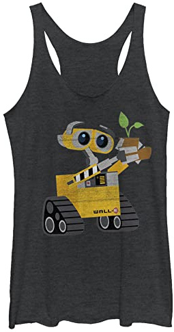 Women's Wall-E Earth Day The Plant in the Boot Racerback Tank Top - Black Heather - Large