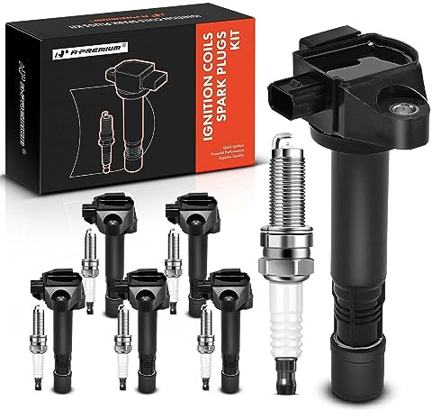 A-Premium Set of 6 Ignition Coil Pack and Iridium Spark Plugs Compatible with Honda Accord 2013-2017, Pilot 2016-2019, Odyssey 2018-2019, Ridgeline 2017-2019, Crosstour & Acura RDX, TLX, RLX