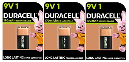 3X Duracell 9V Ricaricabili 170 mAh (3 Blister Da 1 Batteria) 3 Pile