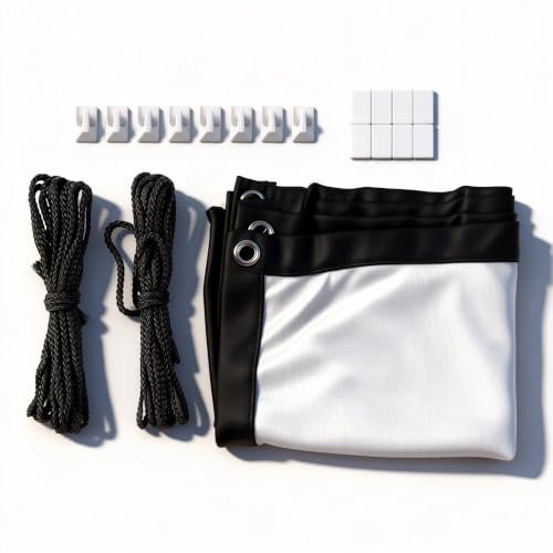 Beamer Leinwand 120 Zoll,16:9 HD Faltbarer Beamer Leinwand,einfache hängende Filmleinwand mit Haken, Seilen, tragbare Büro-Innen- und Außenbereich, Videoprojektionsleinwand