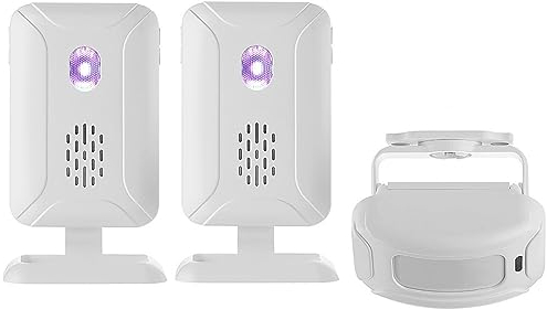 Meichoon Alarma de Sensor de Movimiento Inalámbrica Timbre del Sistema de Alerta de Seguridad para el Hogar para la Puerta Delantera Entrada Interior con 1 Sensor y 2 Receptores