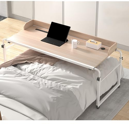 Überbetttisch mit Rollen, King-Size-Betttisch, verstellbar über dem Nachttisch, Heimschreibtisch – Queen-Size-Mobiler Computertisch, Steharbeitsplatz, Laptop-Wagen (Größe: 140 x 60 cm)
