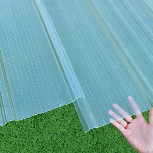 Wellplatte Dachblech,Transparente Tageslichtplatten,Polyester Wellbahn für Gerätehaus Carport,Regensichere Profilplatten Trapez,2/4/5/8/10 Stück Dachplatten,2mm Dick (0.9x1m/35x39in,10 Pcs)