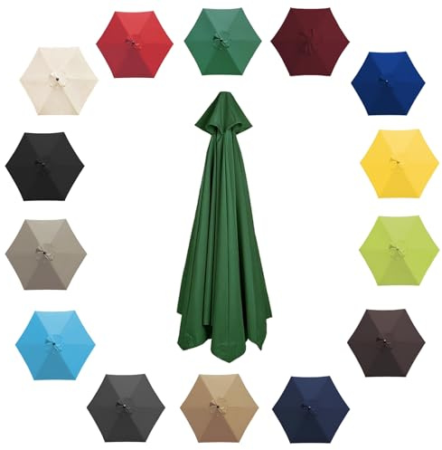 200cm 2.7m 300cm Umbrella Replacement Parasol Canopy, Garden Parasol Canopy Cover For Patio Sun Umbrella, 6 Arms/8 Arms Replacement Parasol Cover, Market Table Umbrella Replacement Top(Color:Green,Siz
