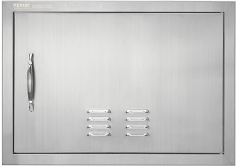 VEVOR Puerta de acceso para barbacoa de acero inoxidable, 61x43 cm, puerta de pared vertical individual con asa y ventilación, para cocina al aire libre