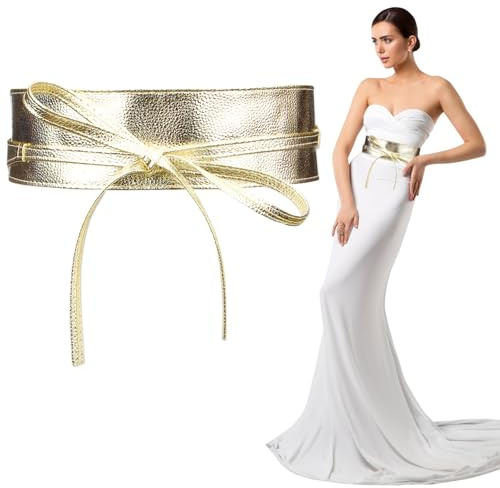 Damen-Gürtel, 1 Stück Damen Taillengürtel, Taillengürtel Breit, für Individuelle Passform - Stilvolles Accessoire für Elegante Outfits und Betonte Taille（Gold）