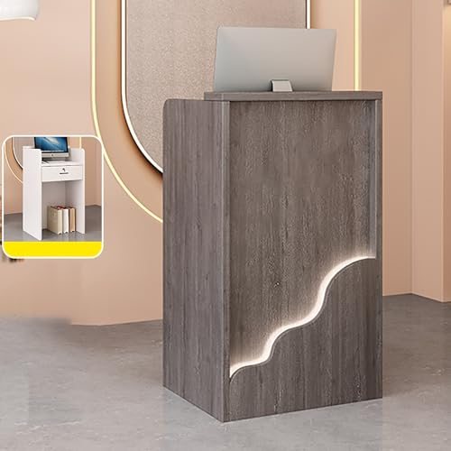Empfangstheke,Laden-Theke Verkaufstheke,Messetheke Stehpult,Bürotheke Rezeption Tisch,Große Empfangstheken,mit Schubladen,für Firmenhallen Hotelrezeptionen Bekleidungsgeschäften.(Color:Gray,Size:SHAPE