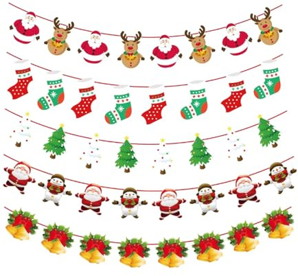 LIANRISES 5 Stück Weihnachtsdekoration für den Innenbereich, Haus, aus Papier, Weihnachtspapier, für Party, Schlafzimmer, Fenster, Kamin, Büro