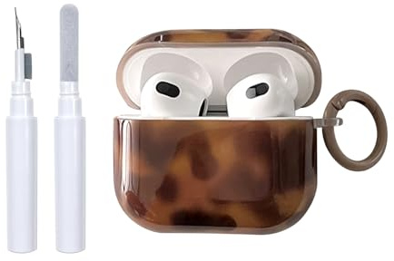 Reownest für Airpods Pro 2/Pro Hülle mit Reinigungsset Cute Aesthetic Amber Brown Muster Design Stoßfeste Schlüsselbund Abdeckung Soft Kopfhörer Handyhülle für Airpods Pro 2 -Amber
