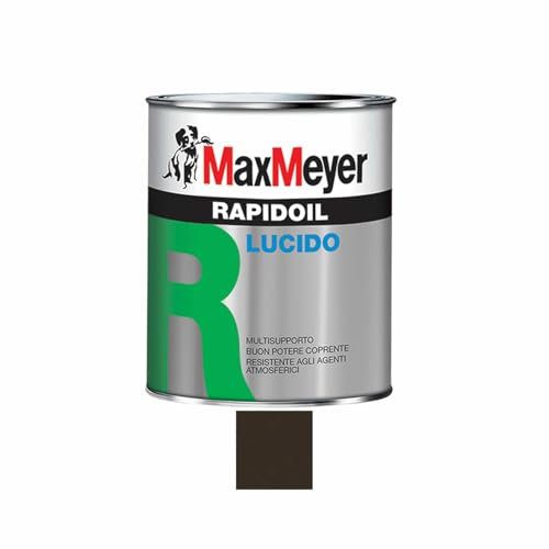 Max Meyer Rapidoil, Smalto Lucido Universale per Ferro e Legno, Resistente agli Agenti Atmosferici, Buon Potere Coprente, Multisupporto, 13-16 mq/l (Marrone Grig. RAL 8019, 0,75 Litri)