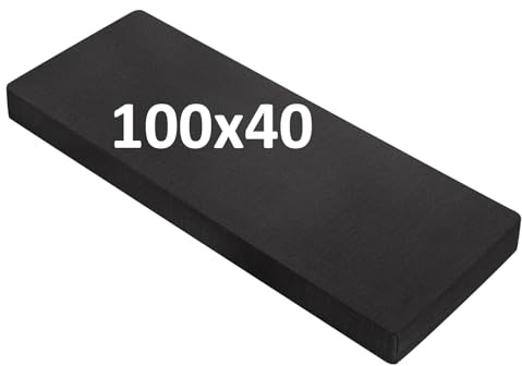 OutStep Cojín de Lino para Banco 100x40x5 cm, Transpirable y Reforzado, de Alta Densidad y Base Antideslizante, Ideal para Muebles de Porche con ventanal (Negro)