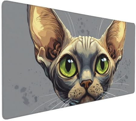 Gaming Mauspad XXL Katze Mousepad 1000x500x4mm Karikatur Verlängertes Mauspad Schreibtischauflage,Genähte Kanten Mauspad,Verbessert Präzision Geschwindigkeit Wasserdicht Geeignet für Büro und Spiele