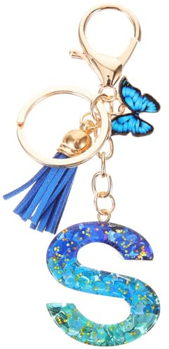 DEARMAMY Butterfly Quaste Schlüsselanhänger Mit Buchstaben Stilvoller Handtaschen- Epoxidharz Für Damen Für Schlüssel Taschen Und Rucksäcke