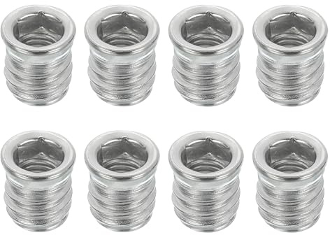 sourcing map Lot de 8 écrous filetés M8 x 15 mm pour bois – Vis en acier inoxydable 304 pour meubles – Écrous de fixation pour bois