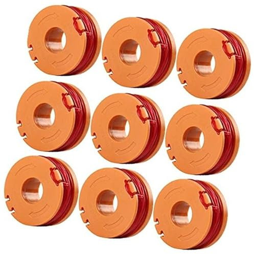 VXELY 9 Pack Line Spool Replacement, for Worx Grass Trimmer WG150E WG154E WG155E WG157E WG160E WG163E WG166E WG167E WG169E for Mac Allister MGTP18Li Strimmer 1.5mm 1x2.5m Lawn mower spool(BLACK strimm