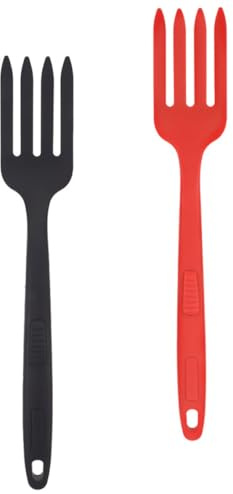 DINHEAROM Tenedor de Silicona para Espagueti 2 Piezas Ergonomía Utensilio de Cocina para Ensaladas y Pasta Reutilizable