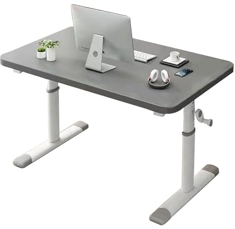 Sit Stand Tisch – Kurbel, höhenverstellbar, Computertisch mit verstärkten Beinen, für Heimbüro, Arbeitsplatz, Grau, 120 x 60 cm