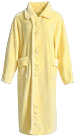 Generisch Sexy Nightdress Women Pajamas Solid Color Casual Winter Thickened Extra Long Warm Coral Fleece & Rhododendron, yellow, XL