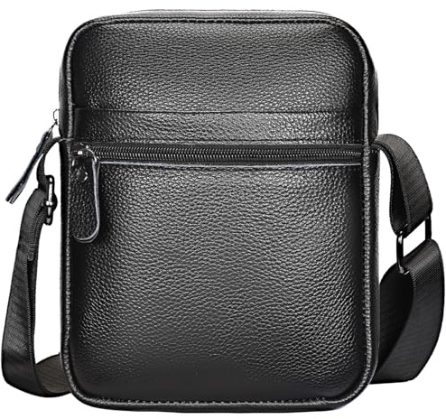 Leathario Bolso Bandolera para Hombre de Cuero - Bolso de Mensajero Impermeable, Bolsas de Mano para Hombre para Negocios, Viajes y Uso Casual