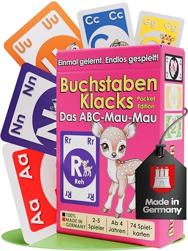 Buchstaben Klacks Pocket – ABC-Lernspiel & Kartenspiel ab 4 Jahren (Reh) | Mit Tieren und Anlauten spielerisch Buchstaben lernen – Geschenkidee für Vorschule, Kindergarten und Einschulung.
