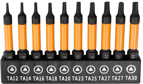 Treki 10pcs Punta Destornillador Triangular Puntas de Destornillador Triangular 50mm S2 Destornillador Bit Triangular Magnética de Vástago Hexagonal de 1/4 TA12-TA30
