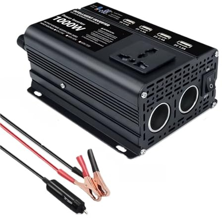 Transformateur Convertisseur Universel 12V 24V vers 220V pour Voiture Double Usage 1000W pour Téléphone Appareil Photo, Ordinateur Portable Chargeur