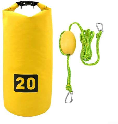 Cuerda de remolque flotante de 12/15/20 pies para kayak con clips de conexión rápida y hebillas de acero inoxidable, adecuada para asas de kayak, puntos de anclaje y uso de rescate (12 pies con bolsa)