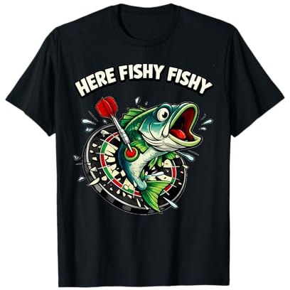Lustiges Big Fish Motiv für Dartspieler | Fisch & Bullseye T-Shirt
