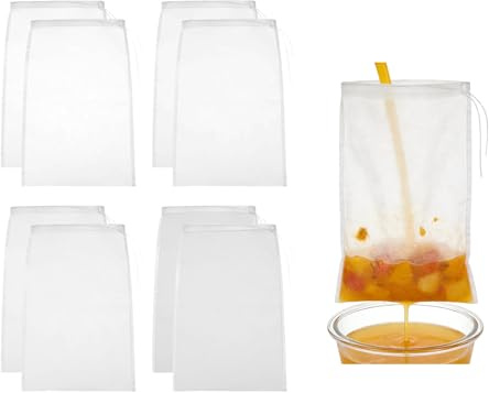8 PCS Drawstring Filter Bags,Reusable Muslin Bags for Cooking,Nylon Strainer Mesh Bag for Nut Milk Yogurt Juice Jam Making Food Straining Washable Spice Bag Durable Kitchen Accessories (20 X 30 cm)