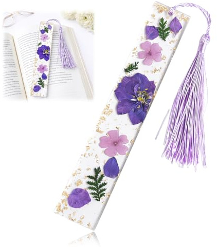 ZZHBOO 1 Lesezeichen, Kreatives Epoxidharz Lesezeichen Mit Echtem Getrockneten Blumen, Lehrer Geschenk, Leser Geschenk, Studenten Geschenk, Für Bücherwürmer Und Büchersammler