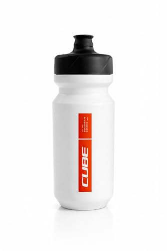 CUBE Trinkflasche Flow 500 ml, Weiß und Rot, BPA-frei, LDPE, Push-Pull-Ventil, Spülmaschinengeeignet