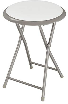 Lavish Home Portable Folding Stool with Backless Seat, White, 18 Inch
