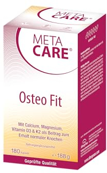 META CARE Osteo Fit – Mit Vitamin D3 & K2 – Zum Erhalt gesunder Knochen (Magnesium, Calcium) – Vegetarisch – Glutenfrei – Lactosefrei – 180 Kapseln