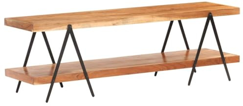 vidaXL Akazienholz Massiv TV Schrank 2 Regale Lowboard TV Möbel Tisch Board Sideboard Fernsehtisch Fernsehschrank HiFi-Schrank 160x40x50cm