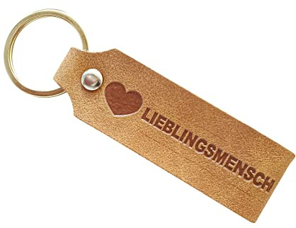 Schlüsselanhänger Lieblingsmensch Echtleder | Geschenkidee | Leder Schlüsselanhänger mit Gravur | Kleines Geschenk Beste Freundin Mann Freund | Anhänger Lieblingsmensch