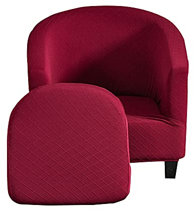 Highdi 2 Stück Sesselschoner Sesselüberwurf mit Elastisch Stretch Husse, Einfarbig Stricken Club Chair Schonbezug Sofabezug mit hoher Dehnung Sessel für Clubsessel Loungesessel (rot)