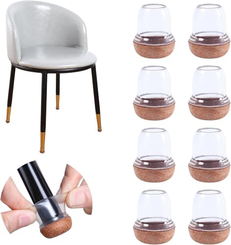 16 PCS Clear Silicone Chair Leg Floor Protectors, Silicone Chair Leg Caps with Wrapped Felt, Chair Leg Silicone Covers Smooth Moving Chair Feet Protectors, No Scratches No Noise, (Round, 0.75)