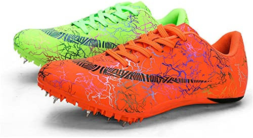 Hombre y Mujer Zapatillas de Atletismo 8 Clavos Cordón Competición de Atletismo al Aire Libre Transpirable Antideslizante Zapatillas de Clavos Deportivas Profesionales para Jóvenes,005,37EU