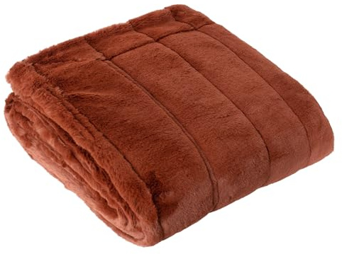 Paoletti Empress Faux Fur Throw – Soft Elegant Heavyweight Minimalist Décor Blanket for Bed or Sofa (Rust - 130x180cm)