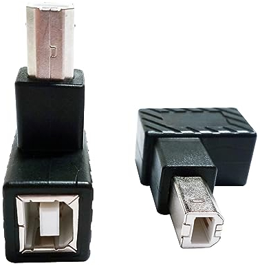 SHANFEILU Adattatore per stampante USB 2.0 tipo B a 90 gradi da USB 2.0 B maschio a tipo B femmina connettore di estensione per stampa e trasferimento dati per stampanti scanner fax HDD 2 pezzi