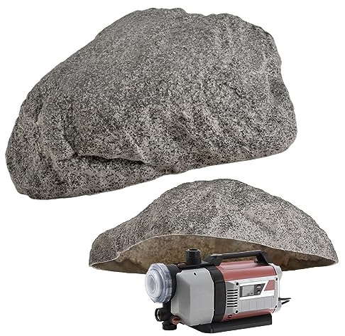 Kunstfelsen M-01 Ø73 cm Grau – Hohler Abdeckstein & Dekofelsen für Poolpumpe, Sandfilteranlage, Septikdeckel, Trafohaus, Kanaldeckel – 109 × 89 × 27 cm, GFK-Komposit, 13 kg, frostfest