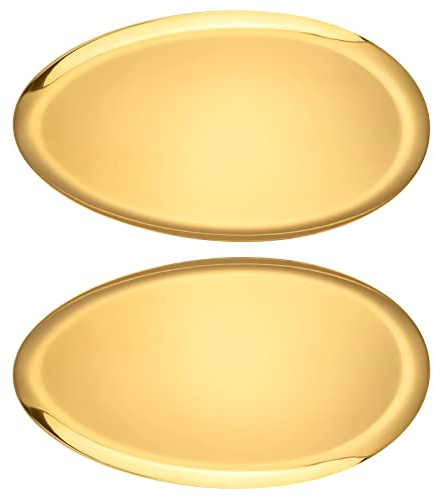 2 Stück 32 cm Gold Edelstahl Badezimmer Kommode Ablagetablett, eiförmige Schmuck Kosmetik Tablett, Mehrzweck-Aufbewahrung und Dekoration Tablett