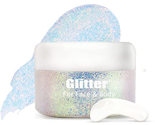 GL-Turel lifes Körper- und Gesichts-Glitzer-Gel, holografisches Meerjungfrau-Glitzern, feiner Glitzer für Körper, Gesicht, Haare, St. Patricks Day, Hochzeit, Make-up, langlebig