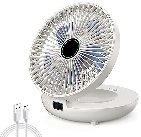 Household Dual-use Kitchen Fan,Wall-mounted desktop fan,Foldable Air Circulation Fan, Portable Mini Fan,90° Variable Tilt,3 Speed Settings,USB Rechargeable Fans,Foldable Desk Desktop Fans (White)