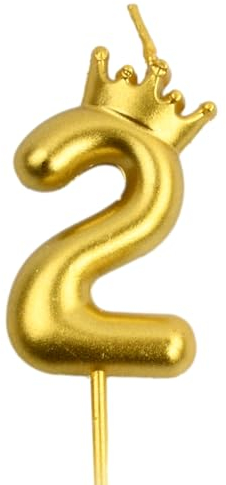 Wisebom Zahlen Geburtstagskerzen, 1Pcs Gold Nummer Geburtstagskerze mit Glitzer, 3D Kuchen Zahl Kerze Krone, Tortendeko Geburtstag Kerze für Geburtstagsdeko Jubiläums Party (2)