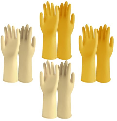 AOOPOO 4 Paar Dicke Gummi Reinigungshandschuhe, Wiederverwendbare Gummihandschuhe zum Geschirrspülen, Rutschfest Wasserdichte Haushaltshandschuhe für Küche, Bad, Wäsche, Gartenarbeit